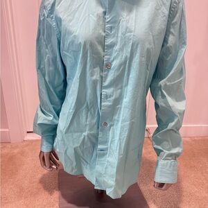 Men’s Express 1MX Dress Shirt Fitted Teal Sz M 15-15.5 Long Sleeve